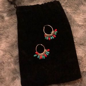 Sterling silver with corals - hoop earrings